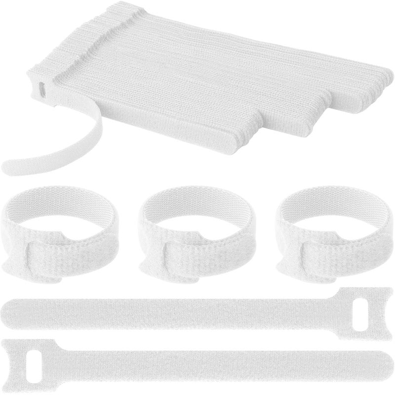 Pasow 60pcs Fastening Microfiber Cloth Cable Ties Wire Management (6/7/8 Inch, White) - Image 1